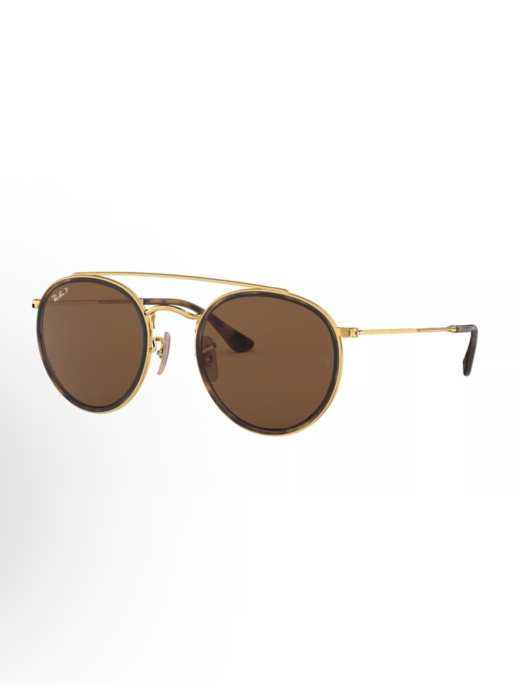 Ray-Ban Round Double-Bridge Sunglasses in Gold and Brown 3647 N 001 57 Polarized